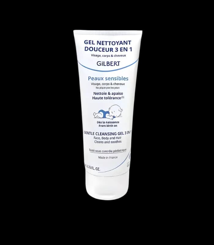 Laboratoires Gilbert Gel Nettoyant Douceur 3en1 جل منظف لطيف للأطفال للوجه والجسم والشعر 200ml