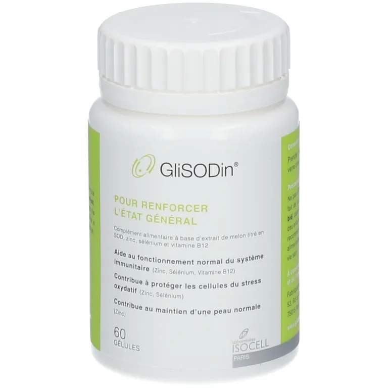 GliSODin CP مكمل غذائي مضاد للأكسدة وحماية البشرة 60 Gélules