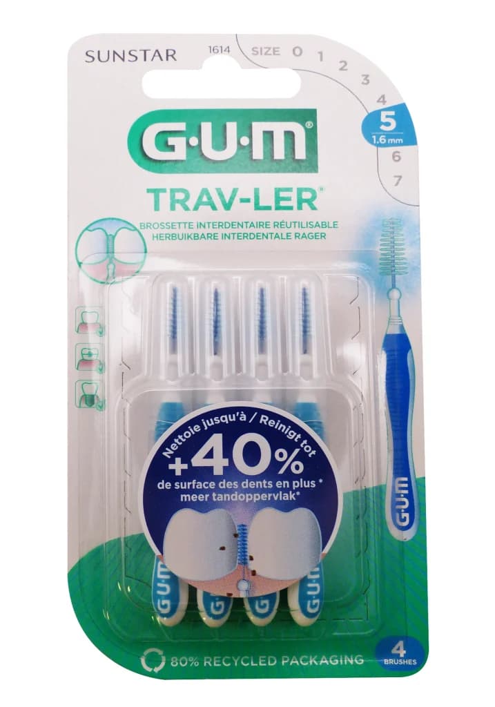 GUM Trav-Ler 1614 فرشاة تنظيف بين الأسنان 1.6 مم 4 Unités