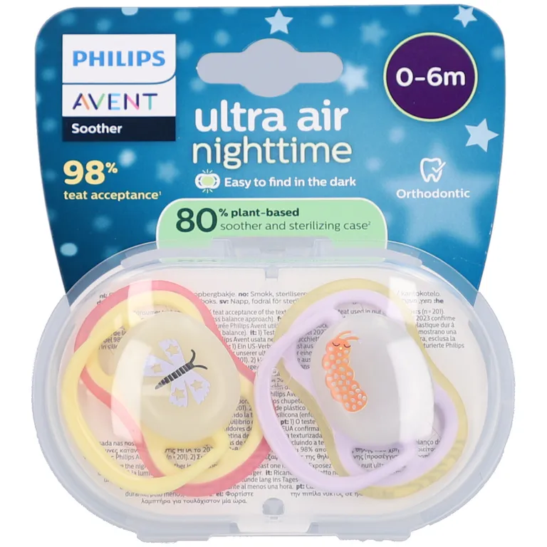 Philips Avent Ultra Air Night لهاية ليلية للأطفال بتصميم بابا 0-6M Lot de 2