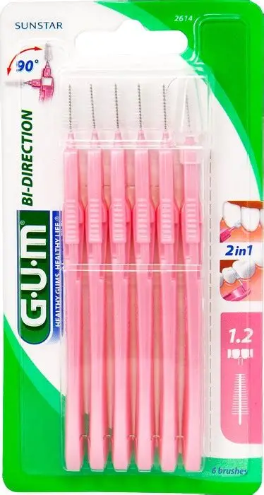 GUM Bi-Direction 1.2mm فرشاة تنظيف بين الأسنان 6 unités