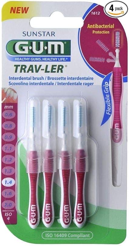 GUM Trav-ler 1612 فرشاة تنظيف بين الأسنان دقيقة 4 unités
