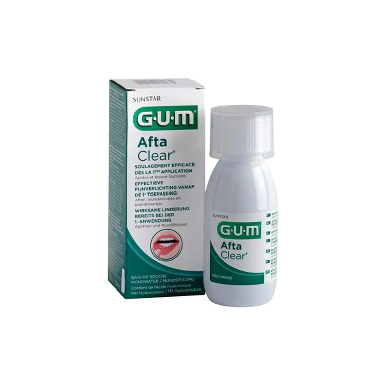 GUM Afta Clear غسول للفم لعلاج تقرحات الفم والآفت 120ml