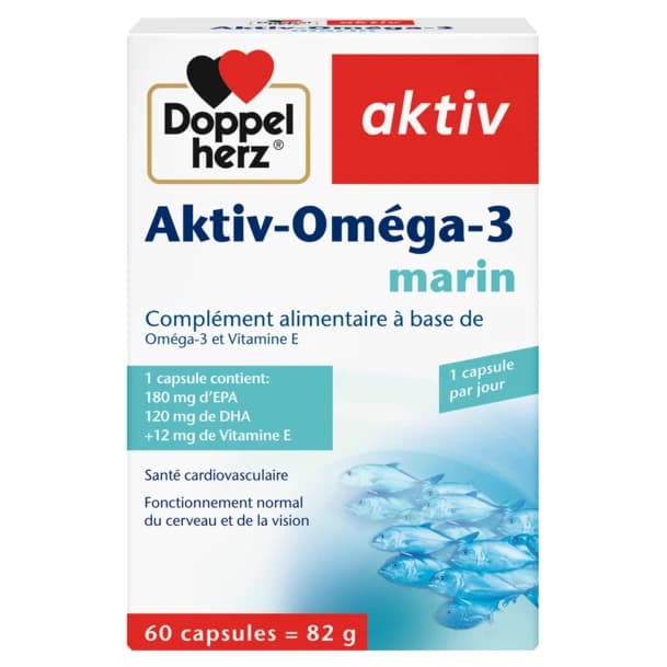 Doppelherz aktiv أوميغا 3 لصحة القلب والدماغ 60 كبسولة
