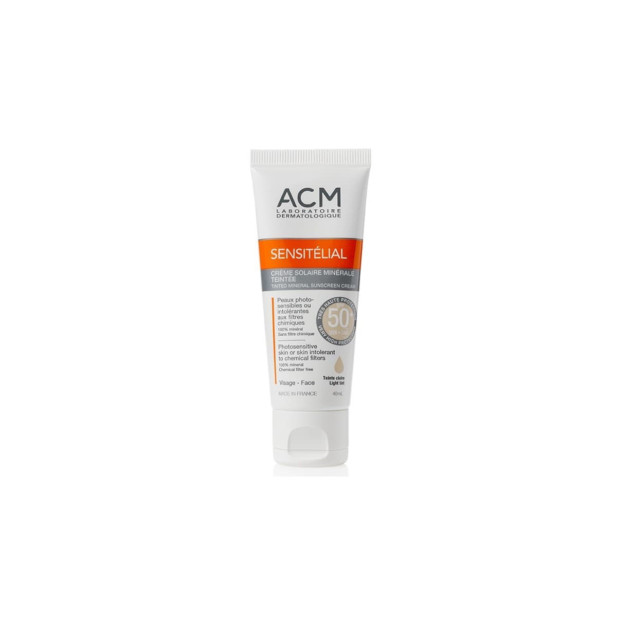 ACM Sensitélial Crème Minérale SPF50+ واقي شمس معدني ملون 40ml