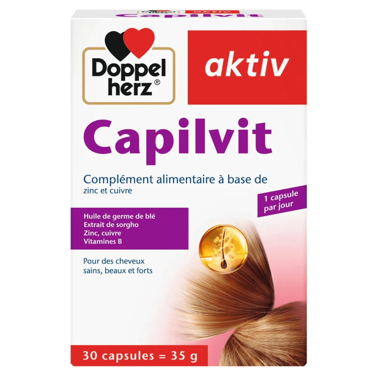Doppelherz Aktiv Capilvit مكمل غذائي لتقوية الشعر ومنع تساقطه 30 كبسولة