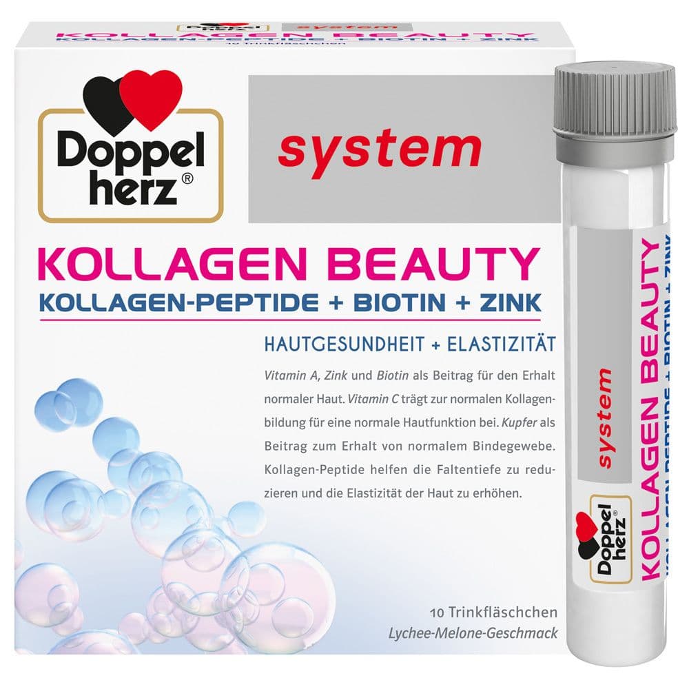 Doppelherz system KOLLAGEN BEAUTY ببتيدات الكولاجين والبيوتين لدعم مرونة البشرة 10 Flacons