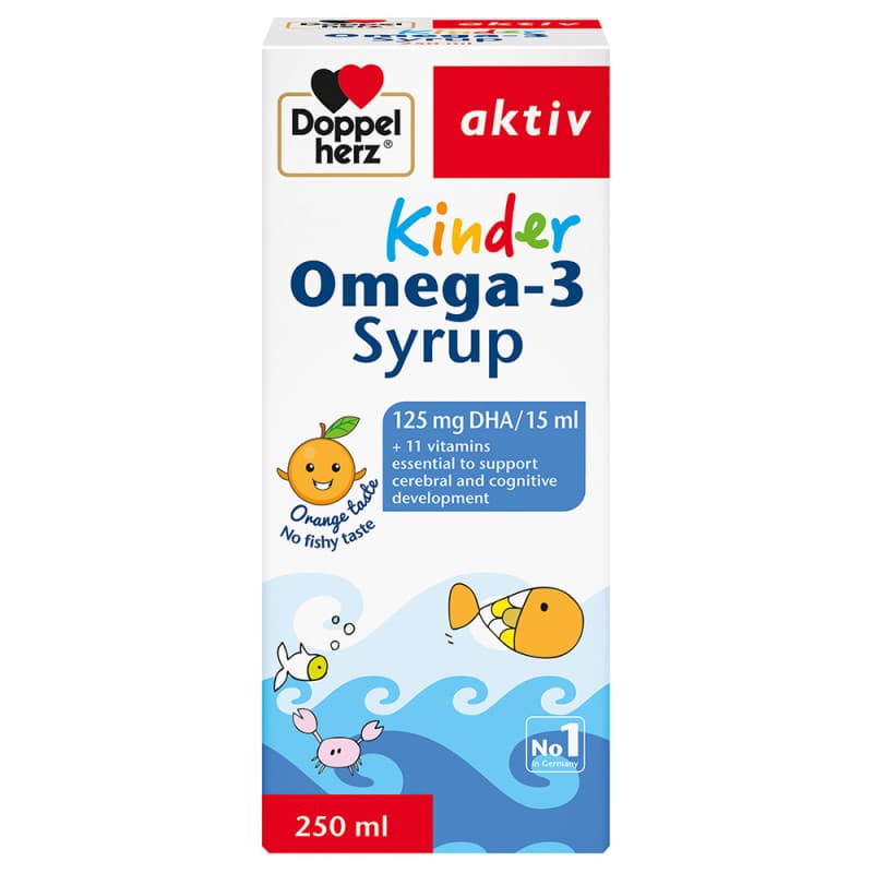 Doppelherz aktiv Omega-3 Junior شراب أوميغا 3 متعدد الفيتامينات للأطفال 250ml