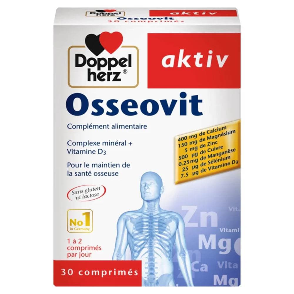 Doppelherz aktiv Osseovit مكمل غذائي لتقوية العظام والأسنان 30 Comprimés
