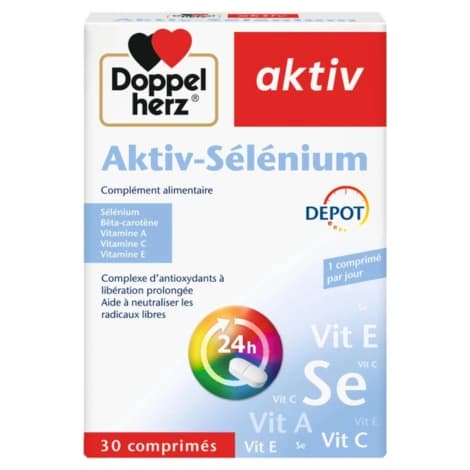 Doppelherz aktiv Aktiv-Sélénium مكمل غذائي مضاد للأكسدة ومقوي للمناعة 30 Comprimés