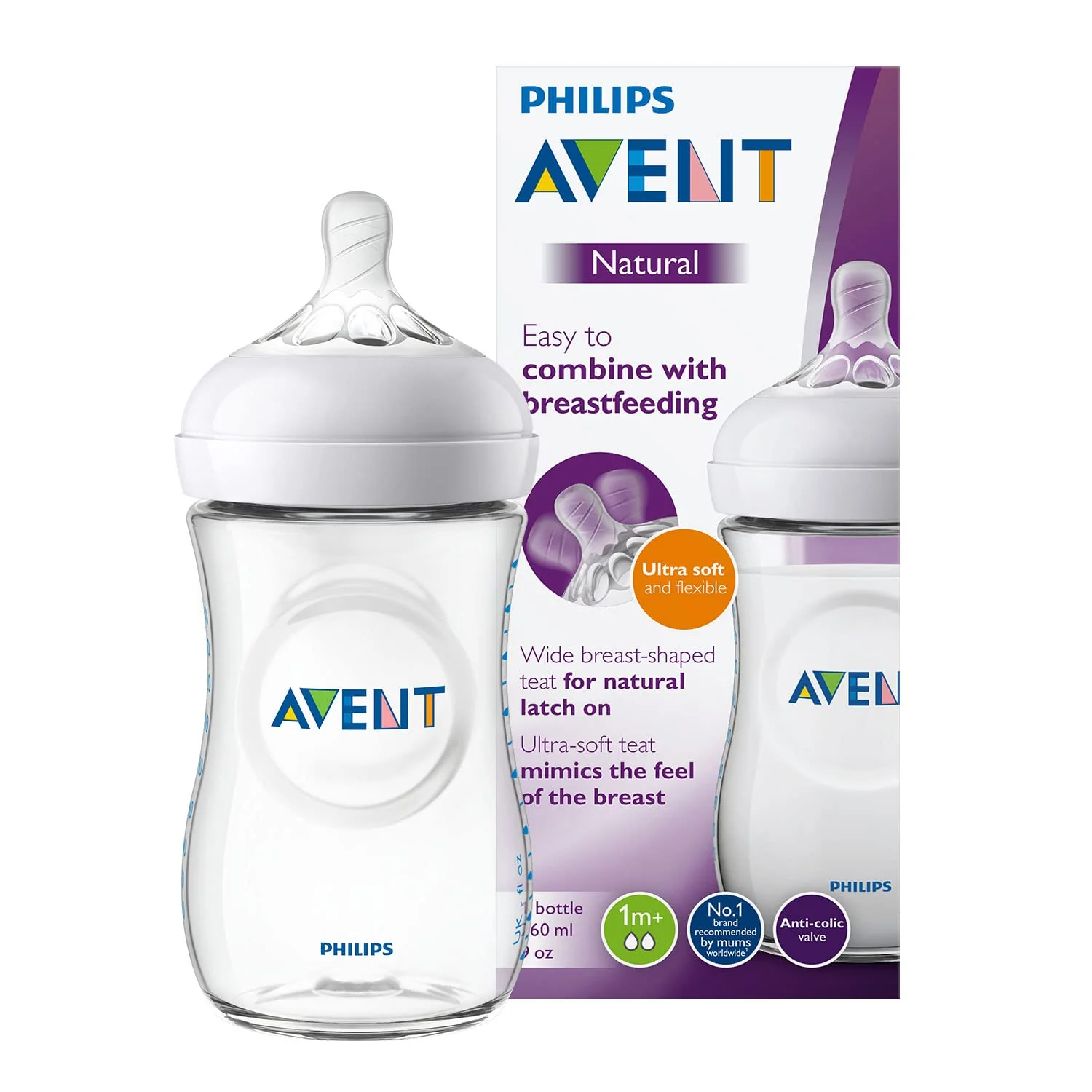 AVENT BIBERON NATURAL +1MOIS 260ML REF SCF627/17