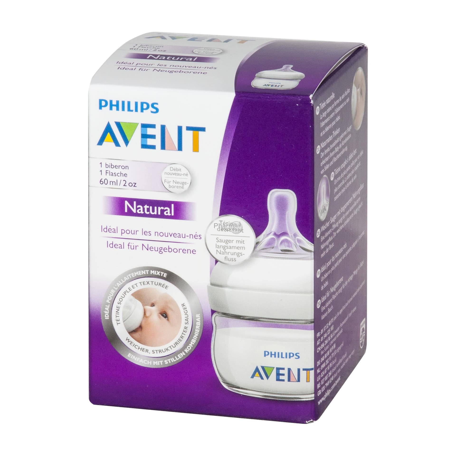 Philips Avent Biberon Natural رضّاعة أطفال لحديثي الولادة مضادة للمغص 60ml