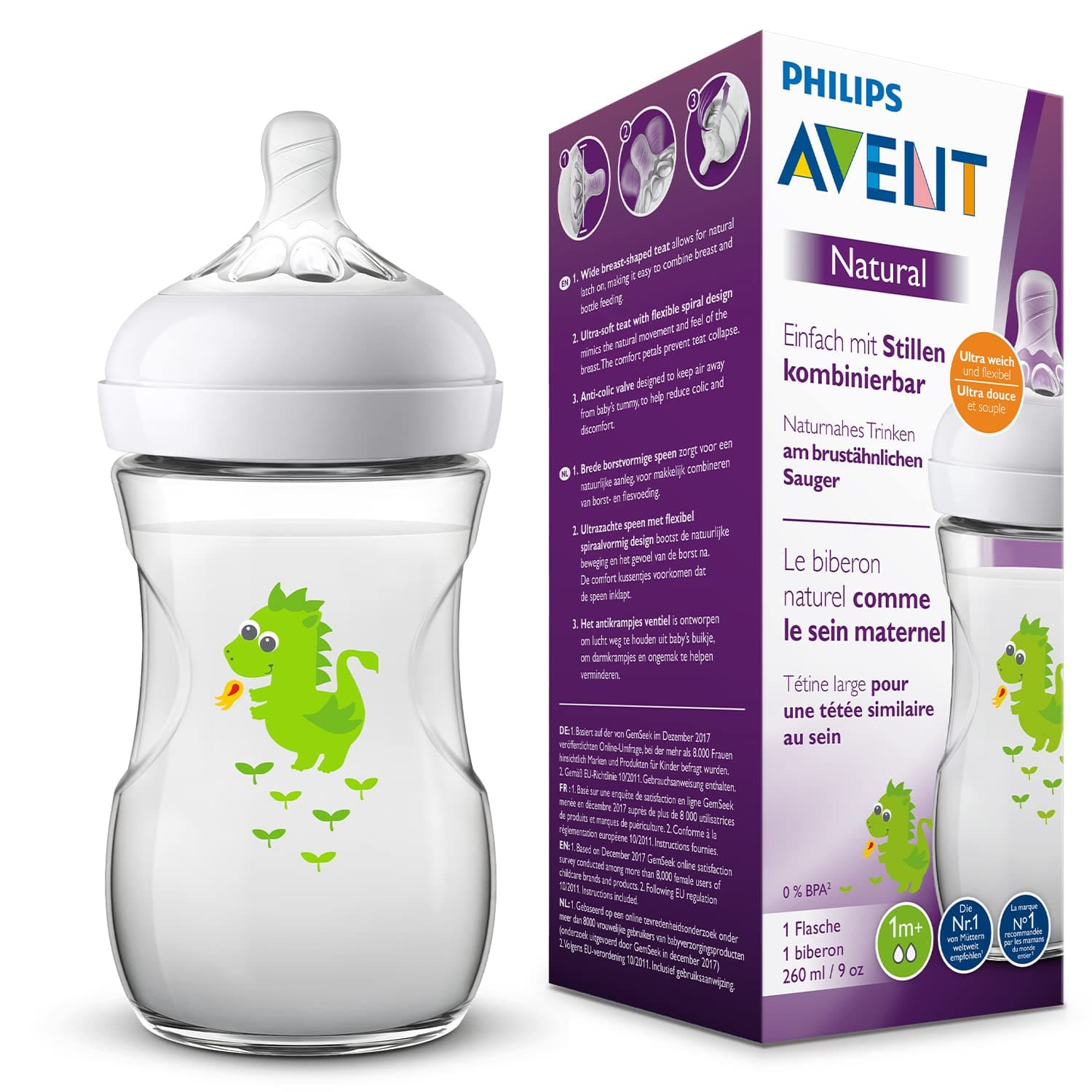 AVENT BIBERON NATUREL DRAGON 260ML