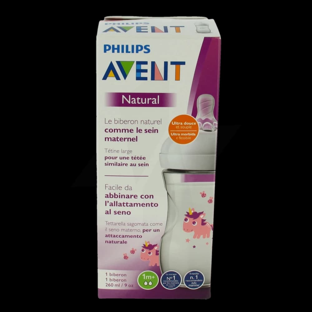 Philips Avent Biberon Natural Unicorn رضاعة طبيعية للأطفال بتصميم يونيكورن 260ml
