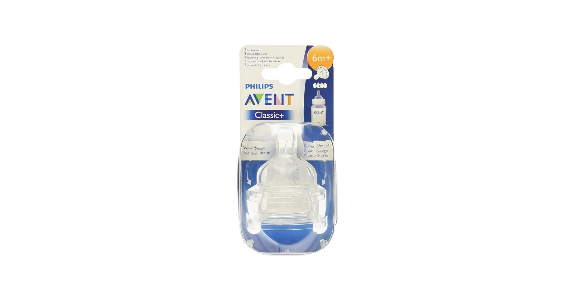 Philips Avent Classic+ Tétine SCF634/27 حلمات مضادة للمغص تدفق سريع +6 أشهر 2 pièces