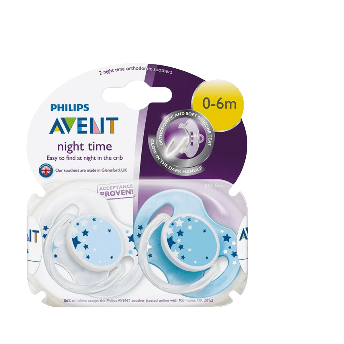Philips Avent Sucettes Nuit لهايات ليلية لتقويم الأسنان 0-6 أشهر 2 pièces