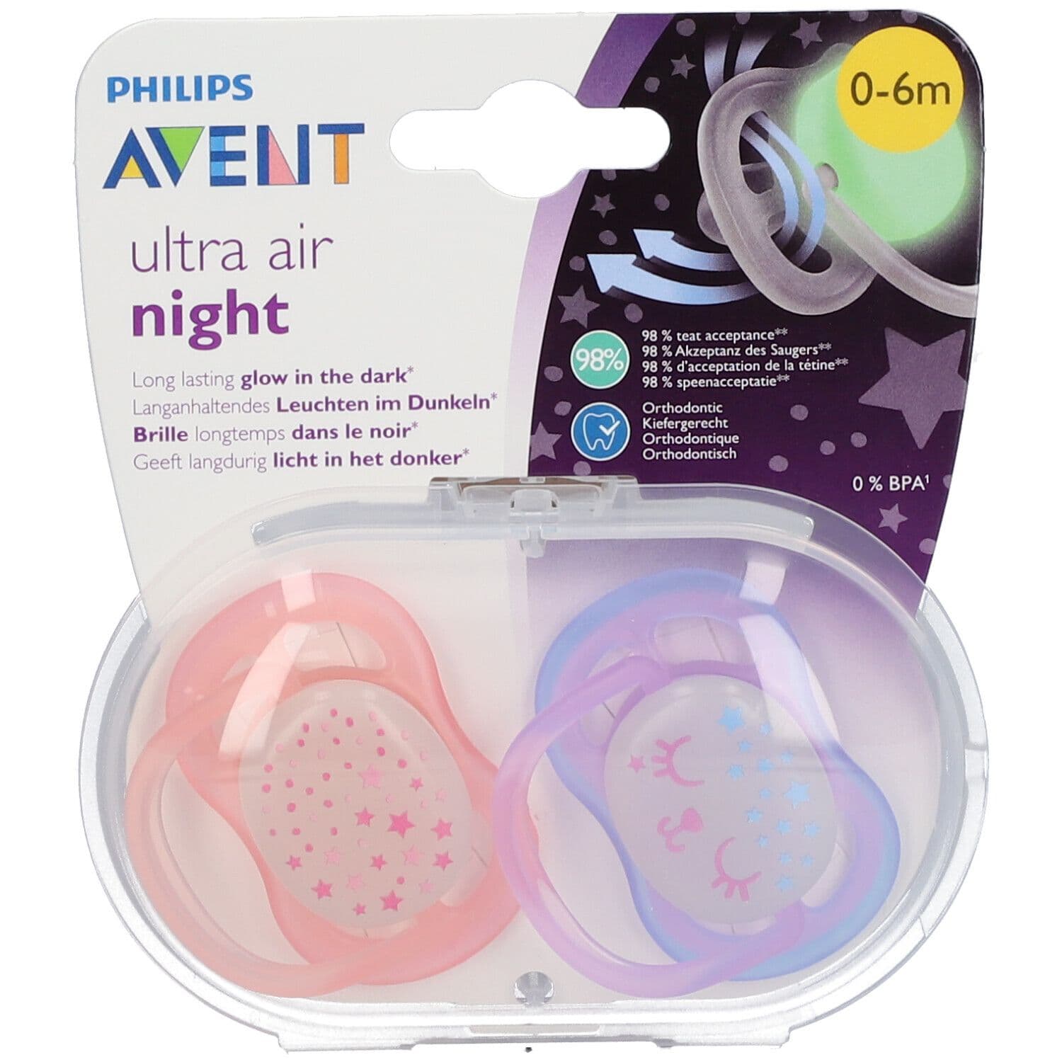Philips Avent Ultra Air Night Time لهايات ليلية للبنات 0-6 أشهر قطعتين