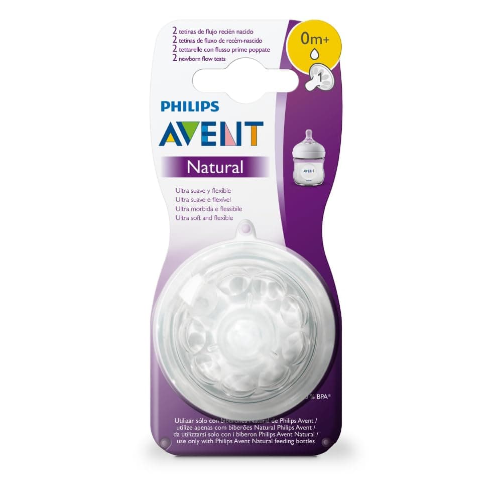 Philips Avent Tétine Natural حلمة رضاعة لتدفق طبيعي للمواليد الجدد 2 pièces