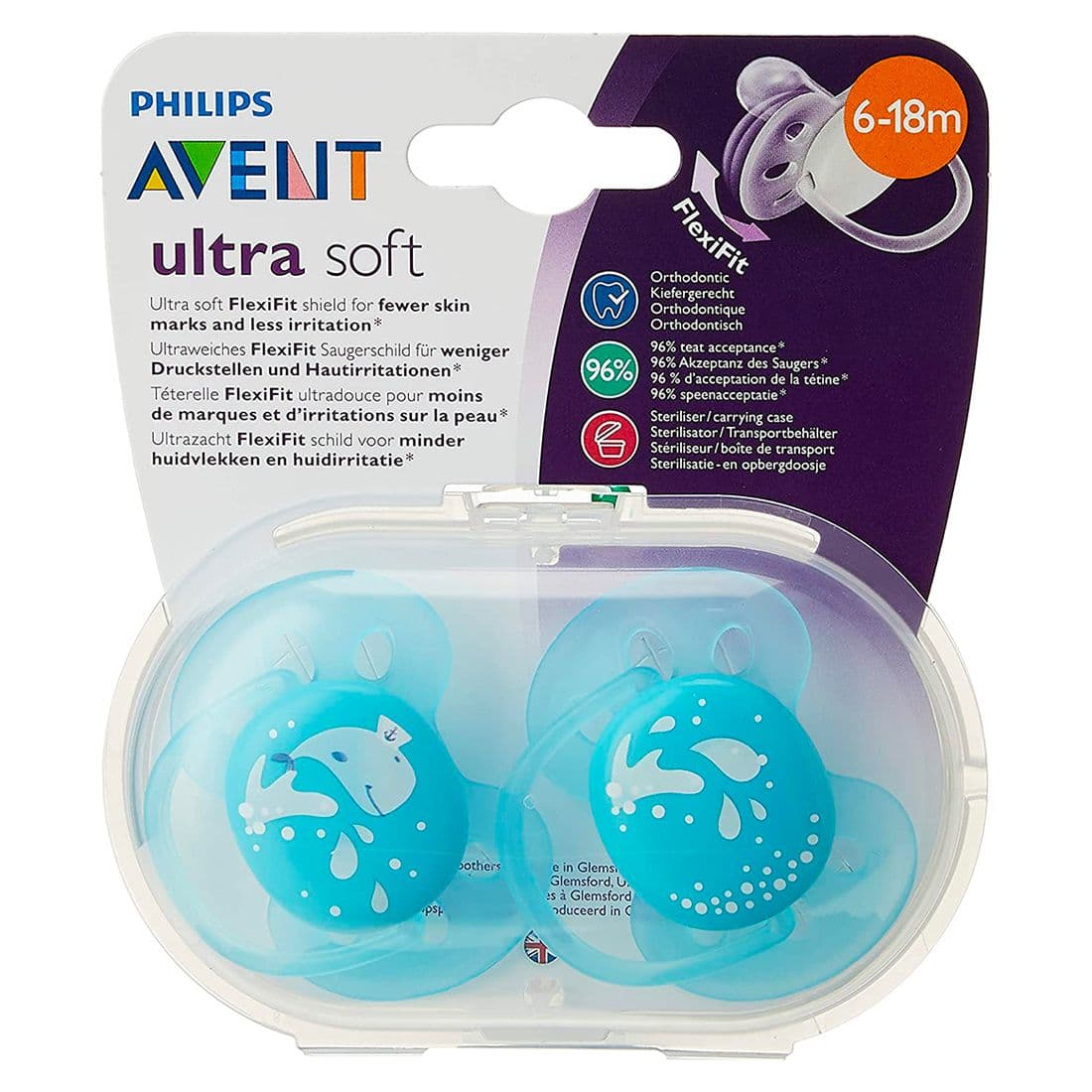Philips Avent Ultra Soft لهاية تقويم الأسنان للبشرة الحساسة 6-18 أشهر 2 Pcs