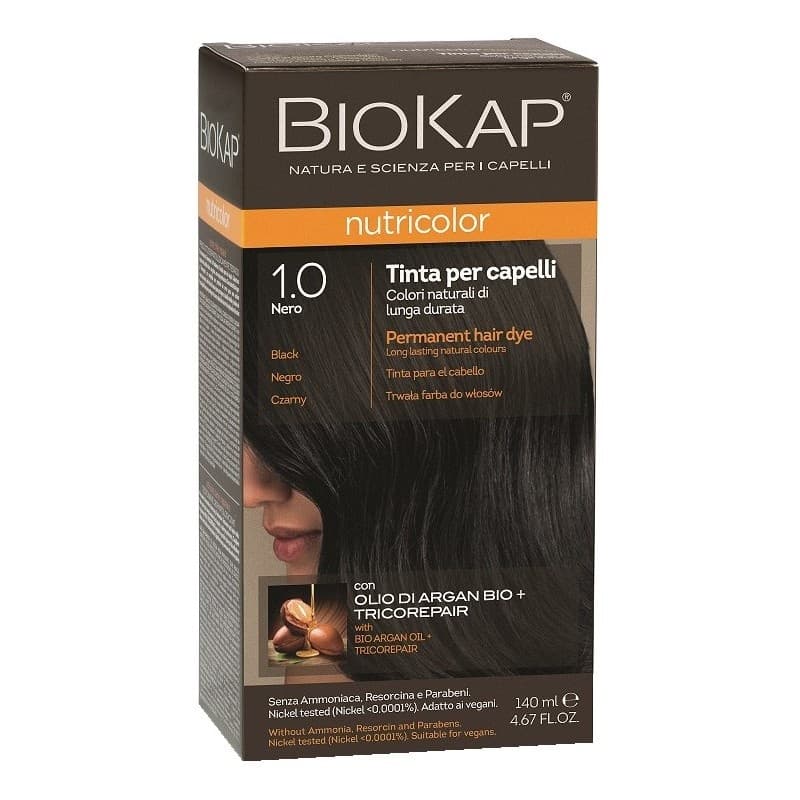 BioKap Nutricolor Delicato 1.0 Noir Naturel صبغة شعر طبيعية خالية من الأمونيا 140ml