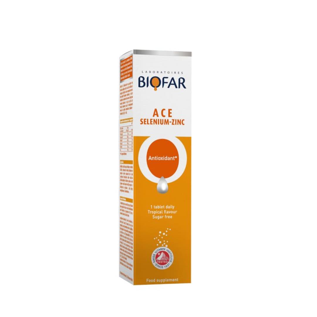 Biofar ACE Sélénium-Zinc مضاد للأكسدة لحماية الخلايا 20 Comprimés