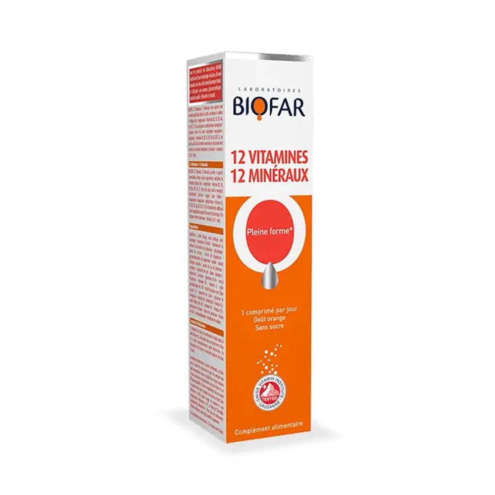 Biofar 12 Vitamines 12 Minéraux مكمل غذائي للنشاط والحيوية 20 قرص فوار
