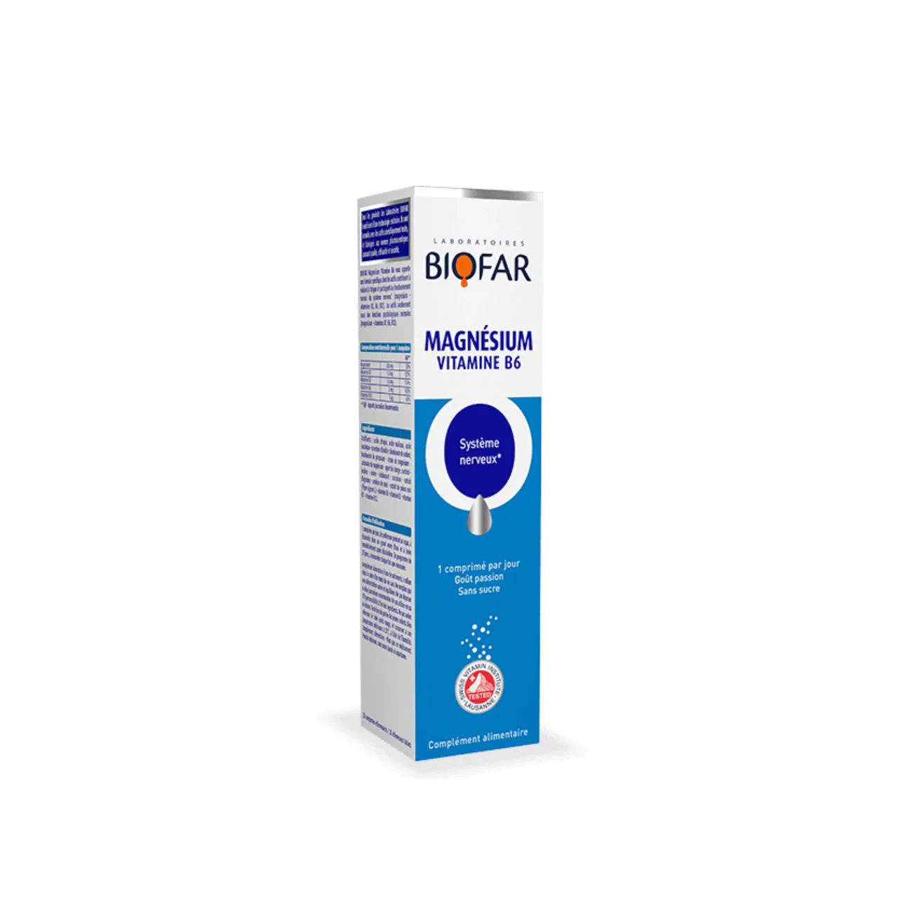 Biofar Magnésium Vitamine B6 مكمل غذائي بالماغنيسيوم وفيتامين ب6 20 comprimés effervescents