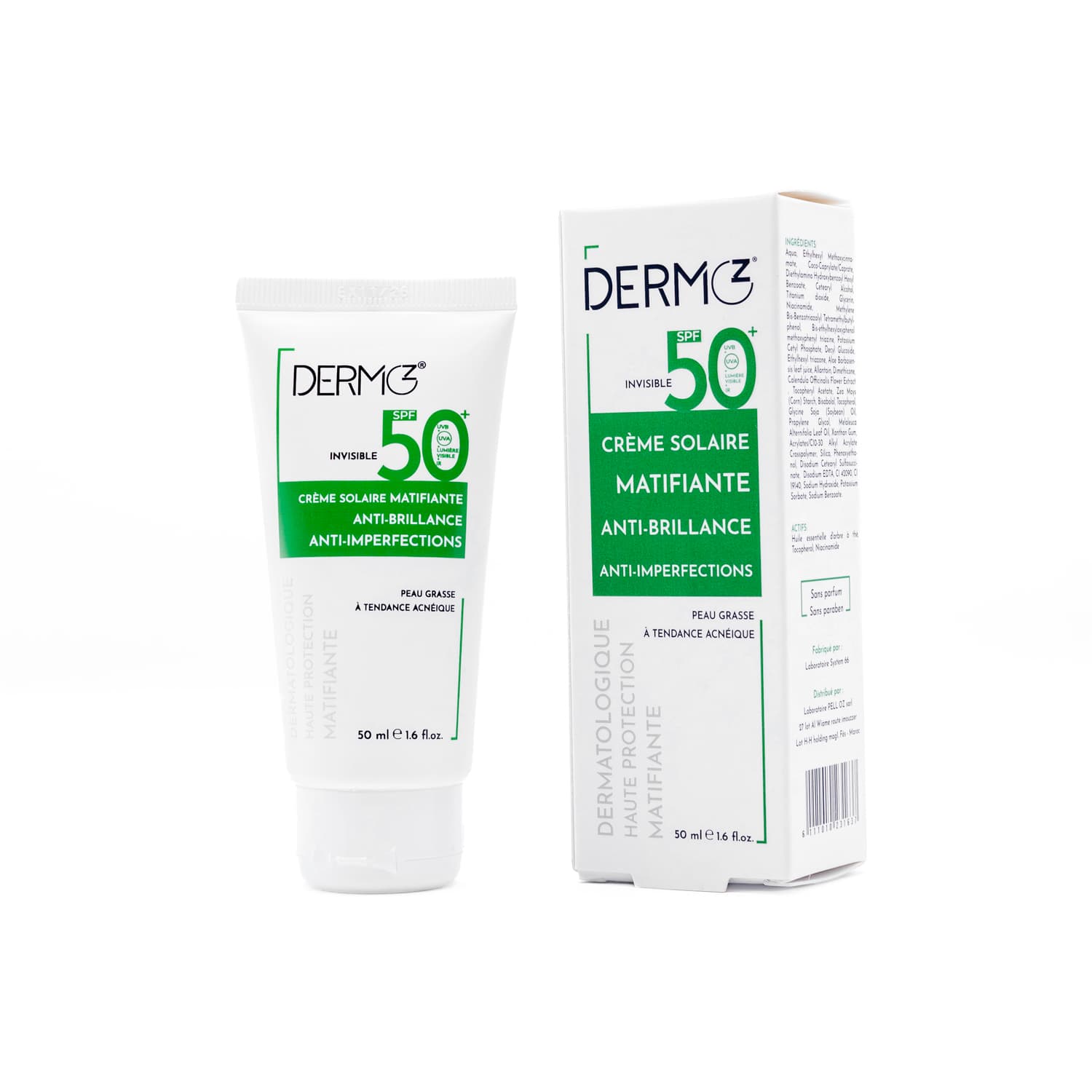 Dermoz Crème Solaire Anti-Acné واقي شمس غير مرئي مضاد لحب الشباب 50ml