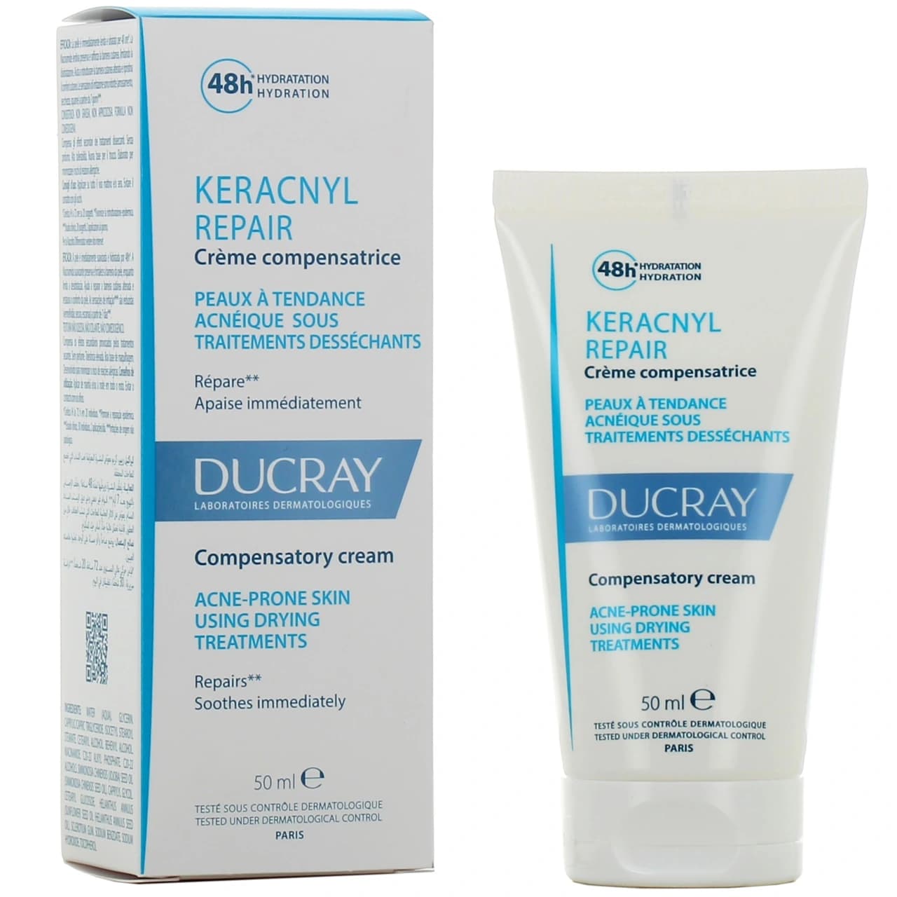 Ducray Keracnyl Repair كريم مرطب ومعوض للبشرة المعرضة لحب الشباب 50ml