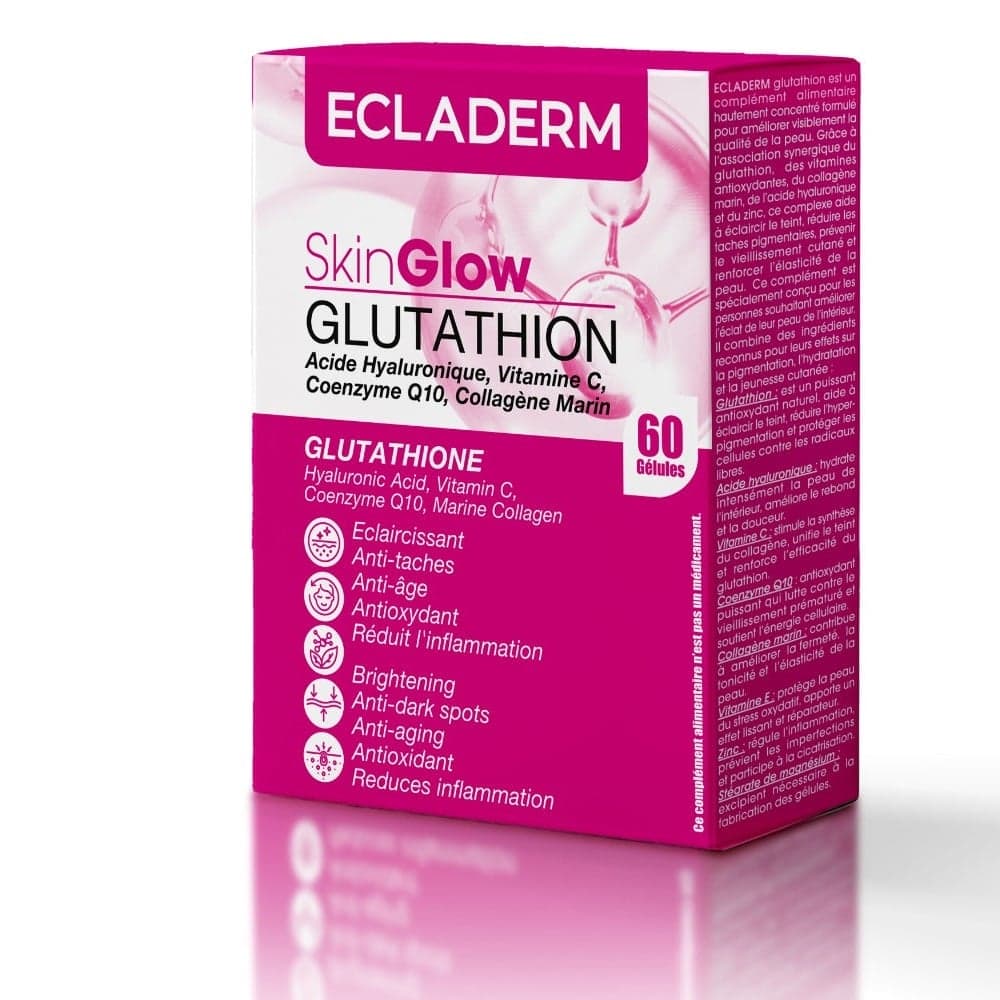 Ecladerm Skin Glow Glutathion مكمل غذائي لتفتيح البشرة ونضارتها 60 Gélules