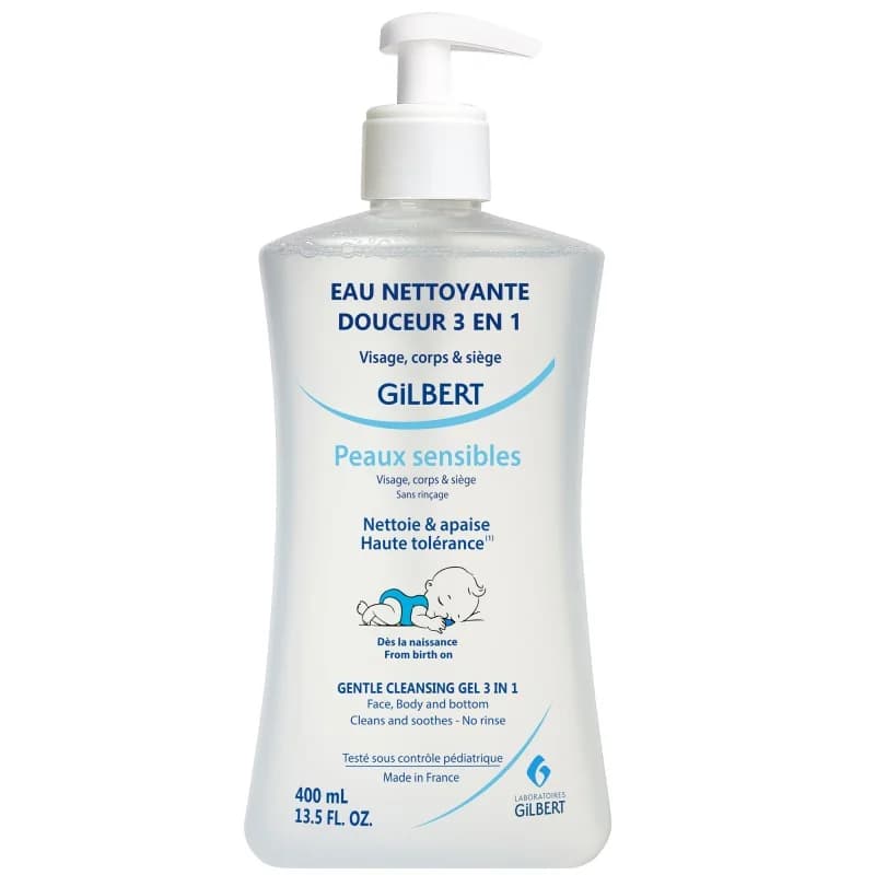 Laboratoires Gilbert Eau Nettoyante Douceur 3en1 ماء منظف لطيف للوجه والجسم ومنطقة الحفاض 400ml