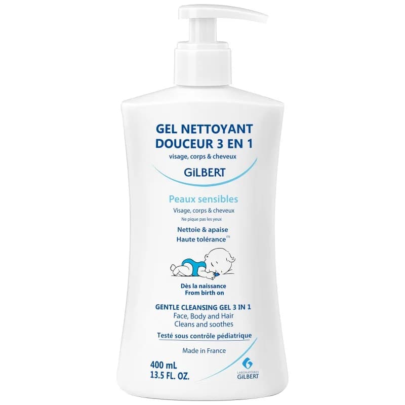 GILBERT GEL NETTOYANT DOUCEUR 3EN1 VISAGE CORPS ET CHEVEUX DES LA NAISSANCE 400ML