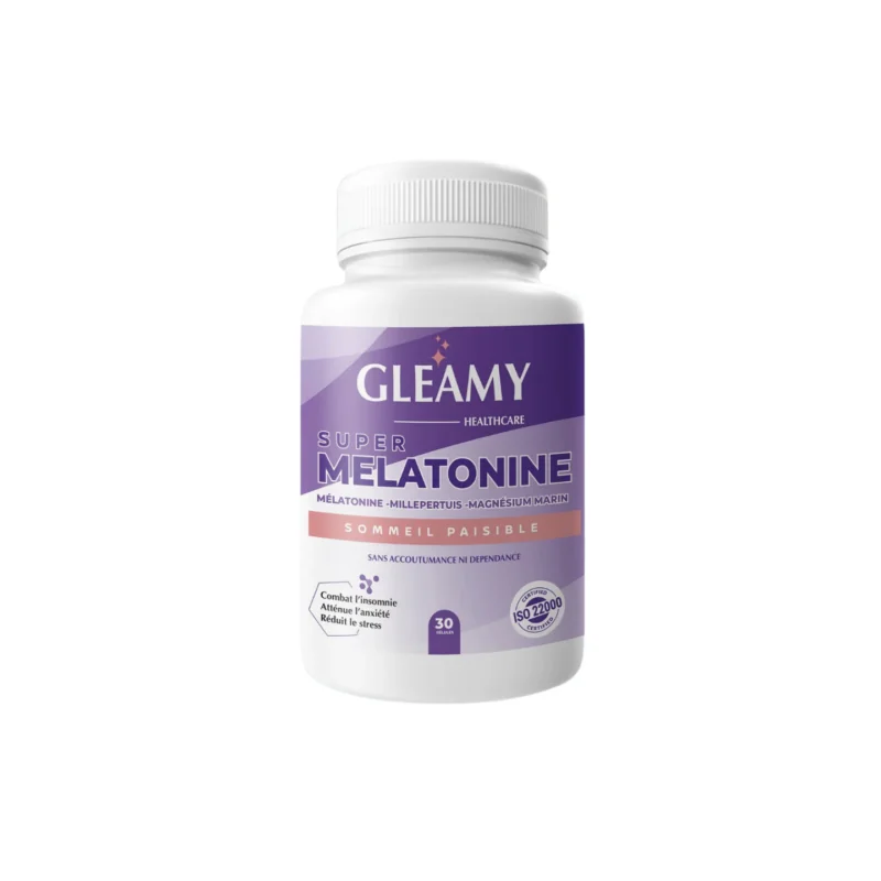 Gleamy Super Mélatonine مكمل غذائي للنوم العميق والاسترخاء 30 Gélules