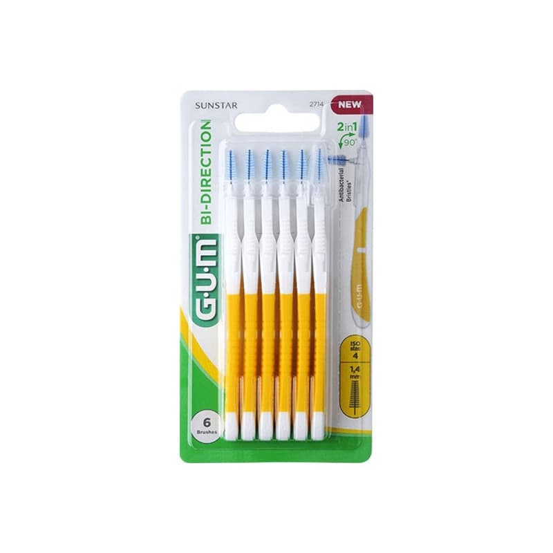 GUM Bi-Direction 1.4mm فرشاة تنظيف ما بين الأسنان 6 قطع