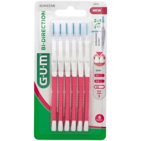 GUM Bi-Direction 2614 فرشاة بين الأسنان 1.2مم 6 قطع
