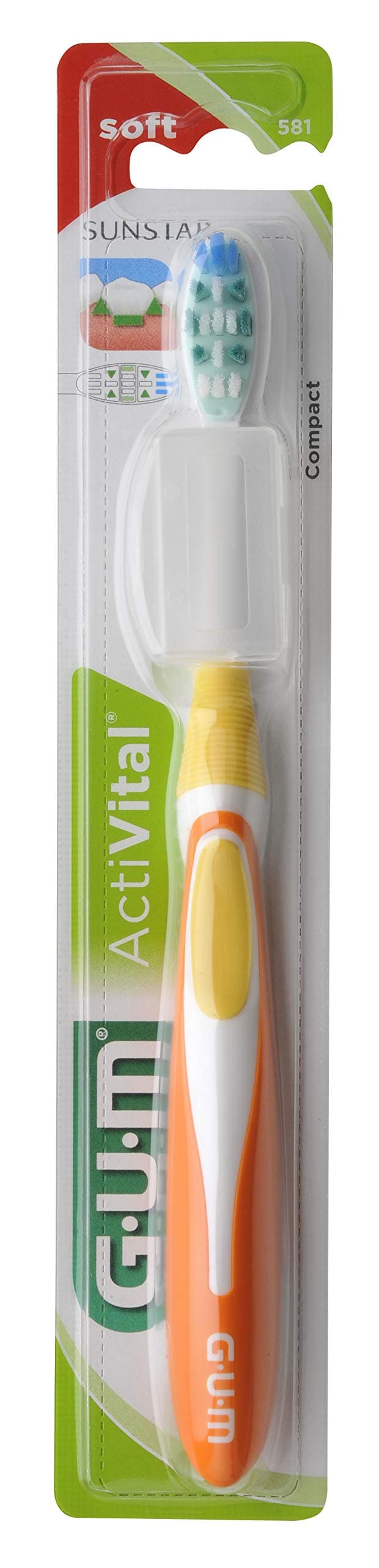 GUM ActiVital فرشاة أسنان ناعمة مدمجة 581 1 وحدة