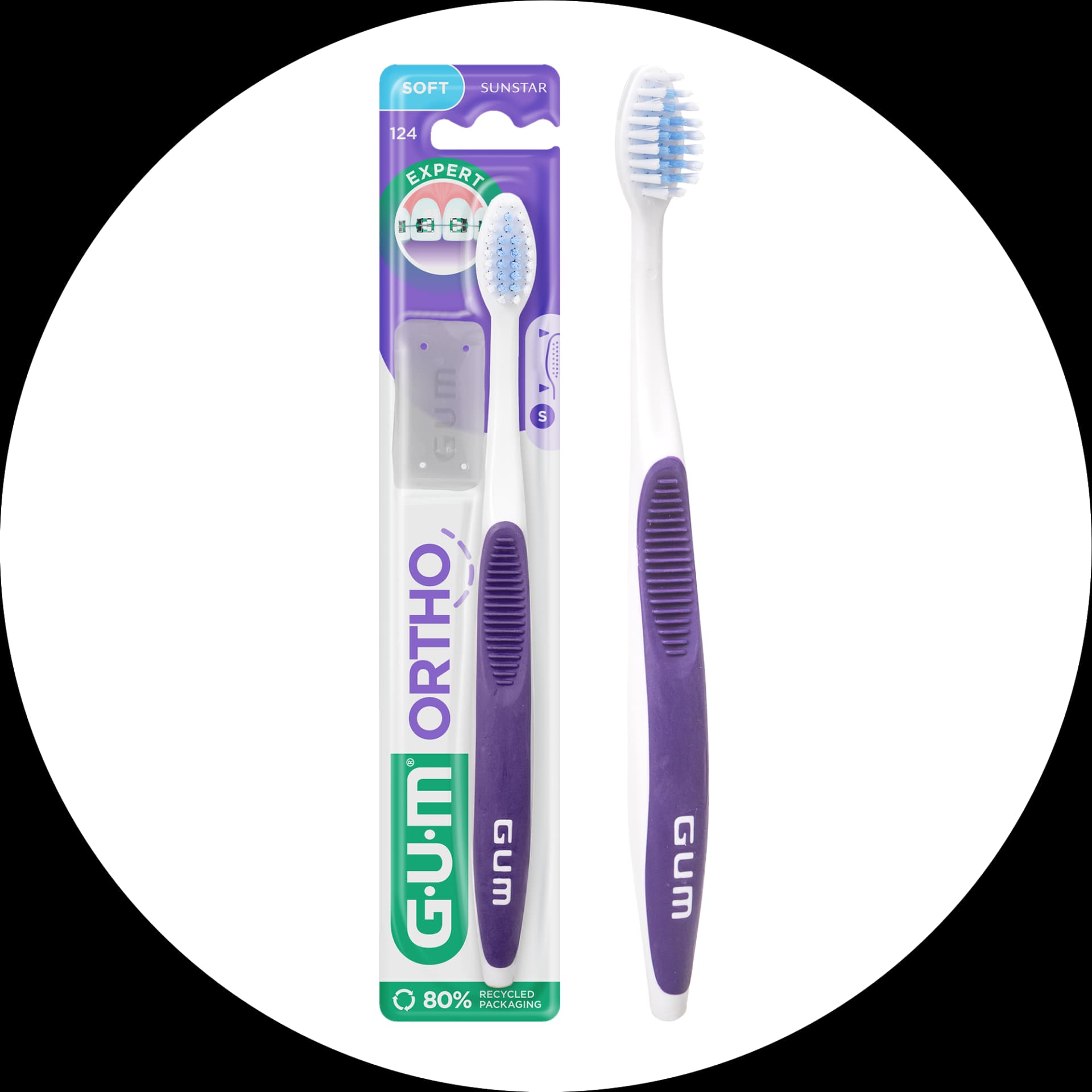 GUM Ortho Soft فرشاة أسنان لتقويم الأسنان 1 قطعة