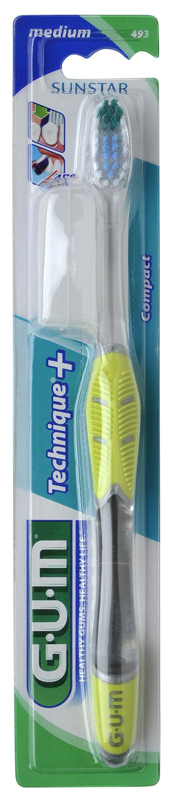 GUM Technique+ Medium Compacte 493 فرشاة أسنان متوسطة الرأس 1 unité