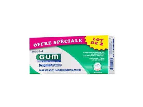GUM Original White معجون أسنان مبيض ومزيل للبقع 2x75ml