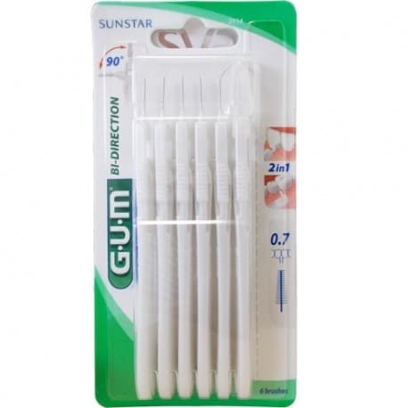 GUM Bi-Direction 2114 0.7mm فرشاة تنظيف بين الأسنان 6 unités