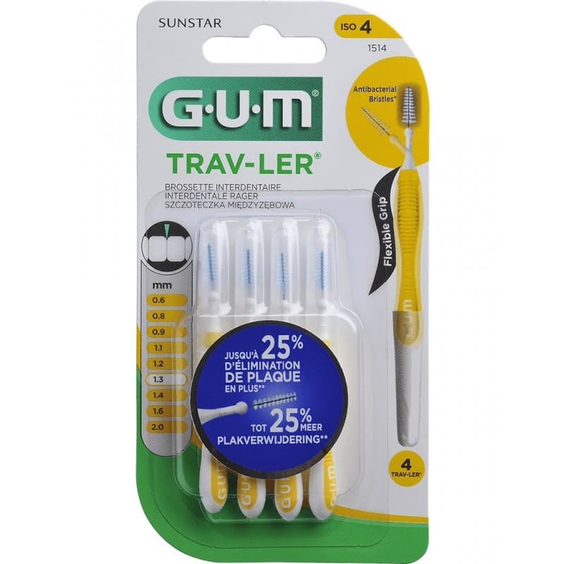 GUM Trav-Ler 1514 Brossettes 1.3mm فرشاة تنظيف بين الأسنان 4 وحدات