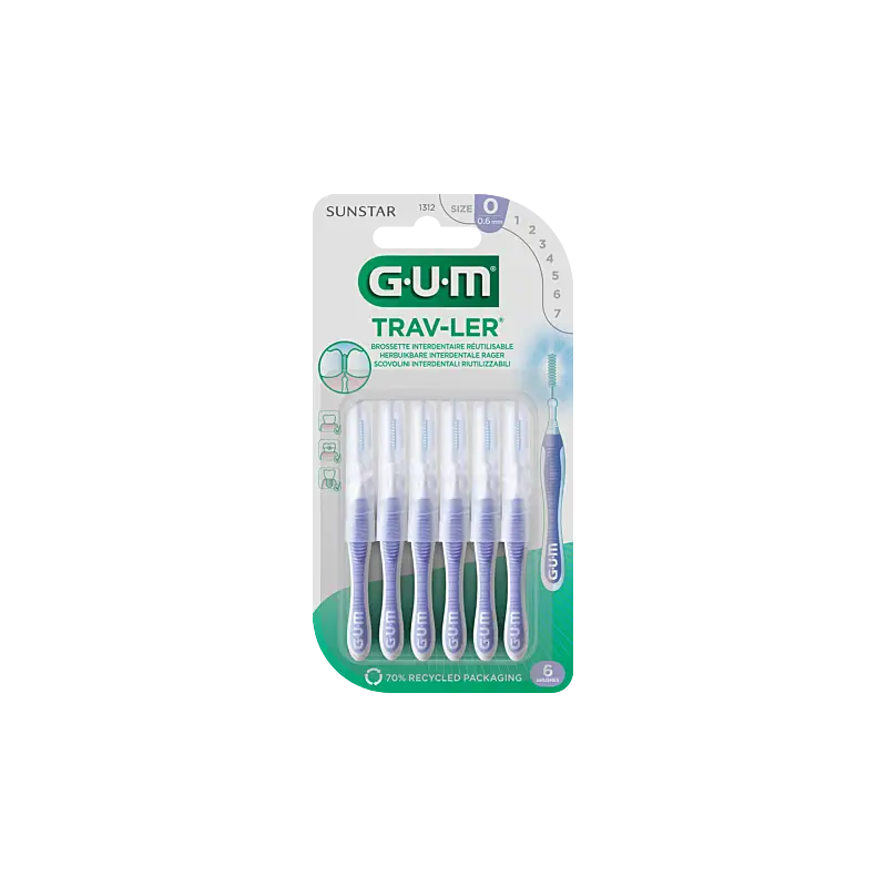 GUM Trav-Ler 1312 فرشاة تنظيف بين الأسنان 0.6مم 6 قطع
